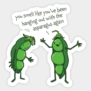 Funny Asparagus Pee Pea Pod Cartoon Sticker